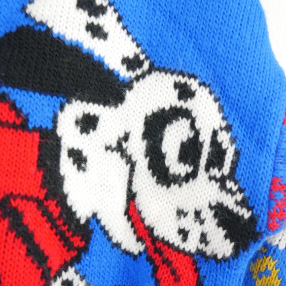 Vintage Hot Cashews Blue Red Dalmatian Playing Soccer Knit Crewneck Sweater 5 - Picture 2 of 8